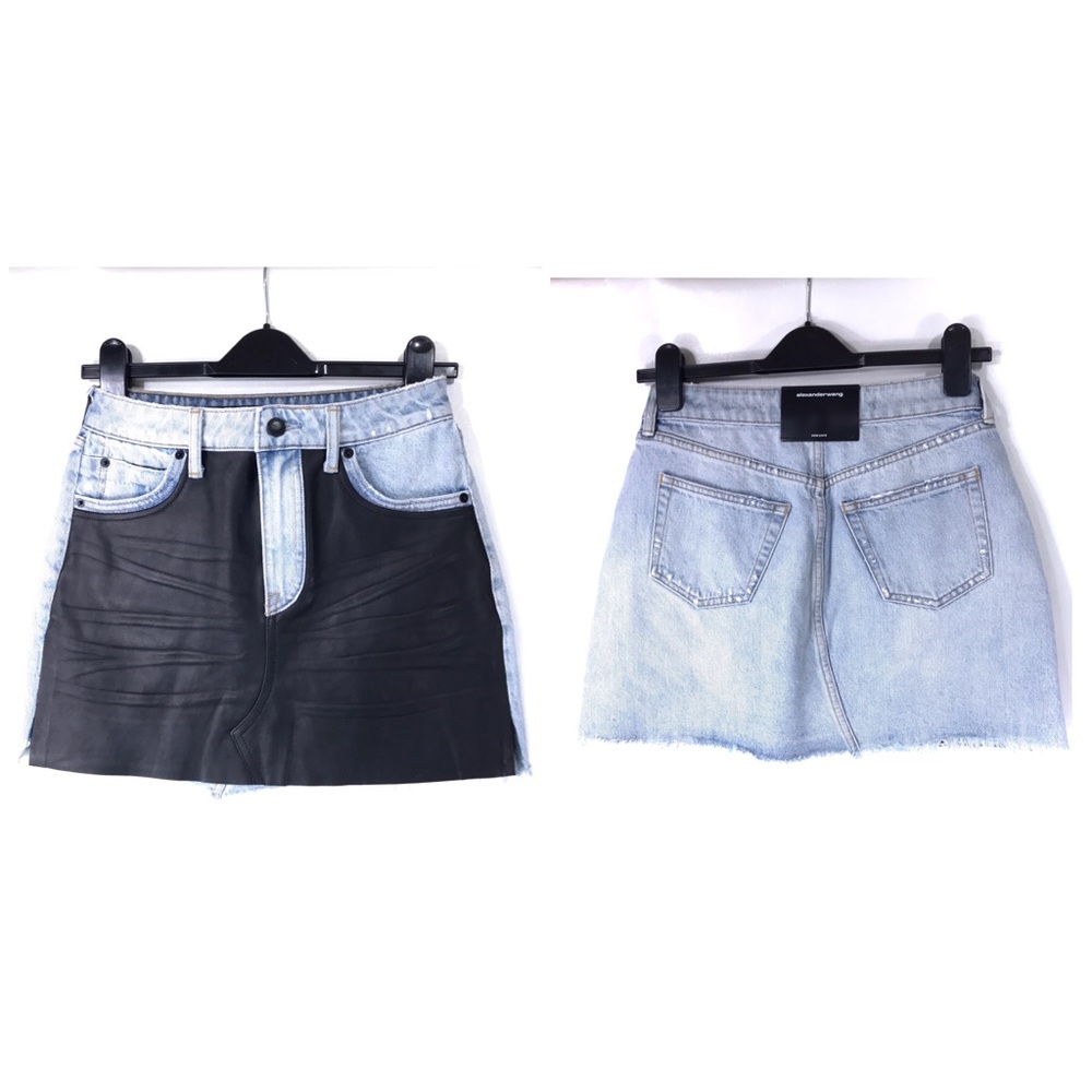 Alexander Wang Combined Mini Skirt Denim/Leather